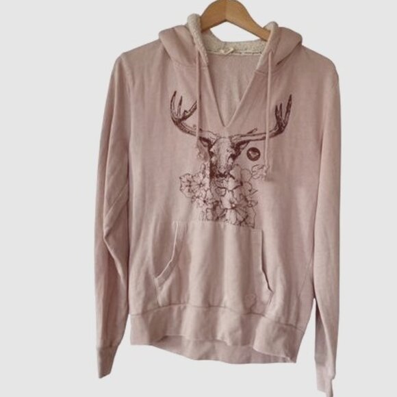 Pink Roxy Pull Over Hooded Sweatshirt - Picture 1 of 6